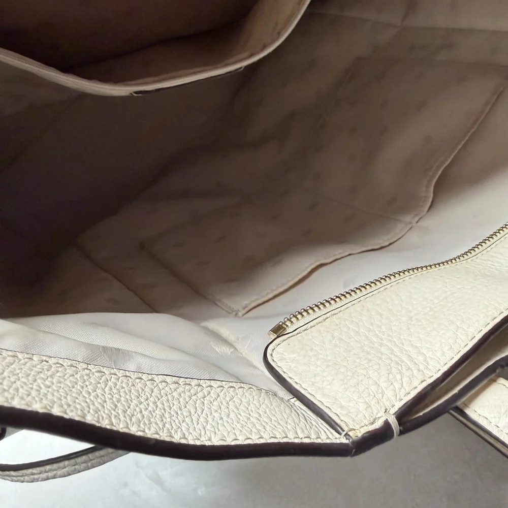 kate spade Beige Leather Tote with Gold Accent